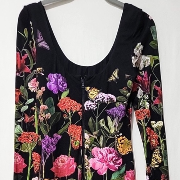 $395 Unworn Alice + Olivia Delora Floral Long Sleeve Body-Con Dress - Picture 10 of 15